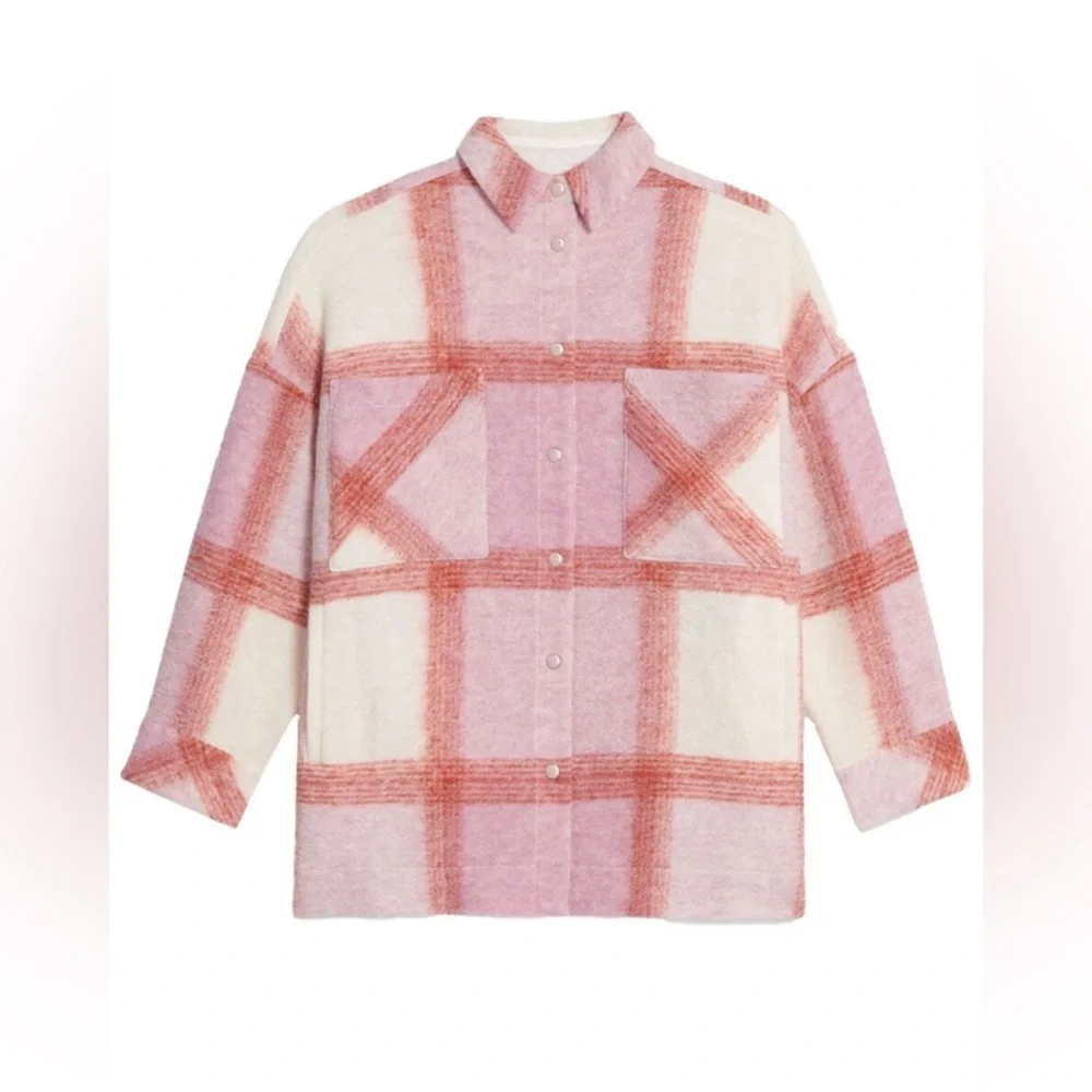 IRO - Lemina Plaid Shirt Jacket - Pink, White, Red - size Small - NWT - Picture 7 of 15